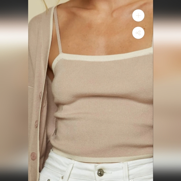 lalavon neutral cardigan and tank set size M/L Soft Closet Staple Coord Set - Picture 3 of 16